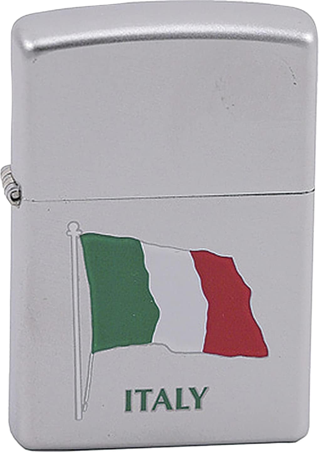 Zippo Lighter - Italian Italy Flag Satin Chrome Windproof Lighter #Z198