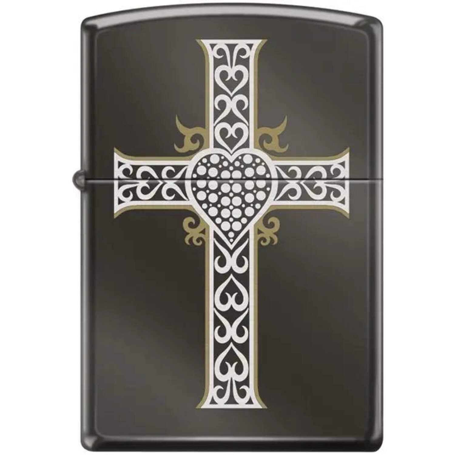 Zippo Lighter - Jewelry Heart  Cross Black Ice
