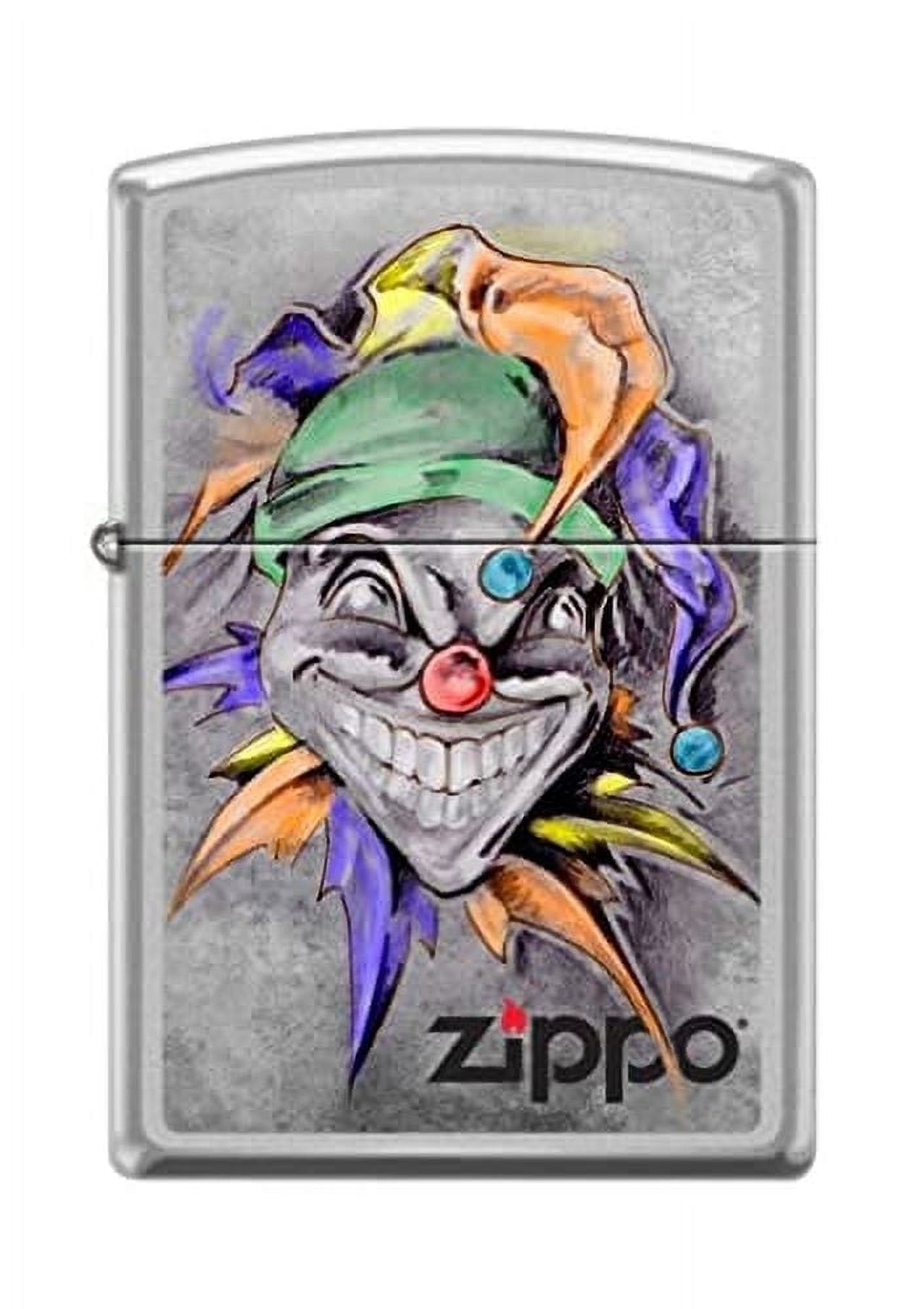 Zippo Lighter- Joker Clown Satin Chrome Windproof Lighter #Z5116