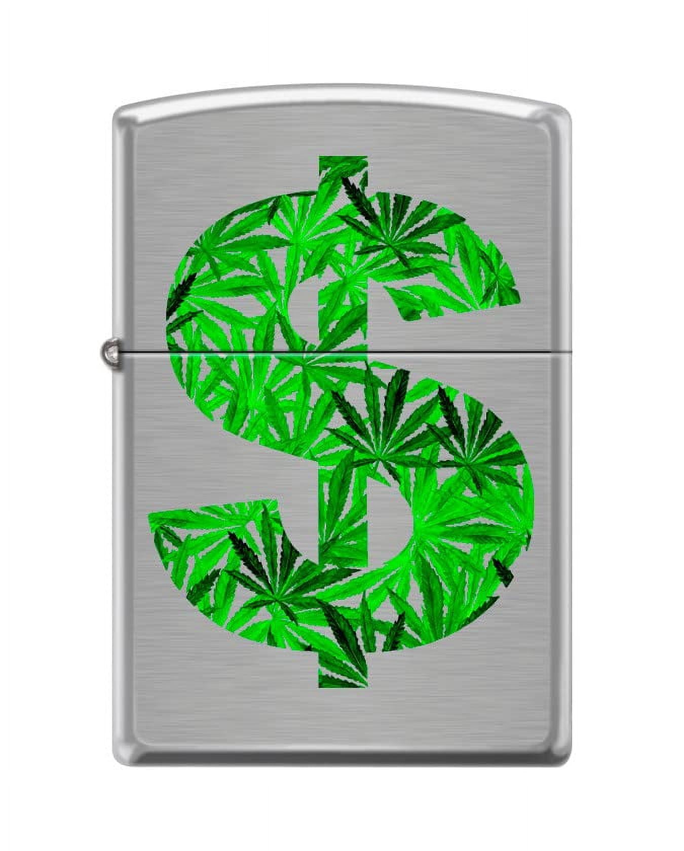 Zippo Lighter-Leaf Dollar Sign Brushed Chrome Windproof Lighter #Z5429