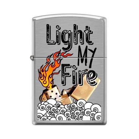 Zippo Lighter-Light My Fire Design Brushed Chrome Windproof Lighter #Z5416