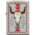 thumbnail image 1 of Zippo Lighter-Longhorn and Feathers Satin Chrome Windproof Lighter #Z5492, 1 of 6