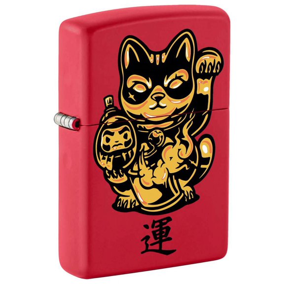 Zippo Lighter: Lucky Cat, Maneki-neko - Red Matte 81369