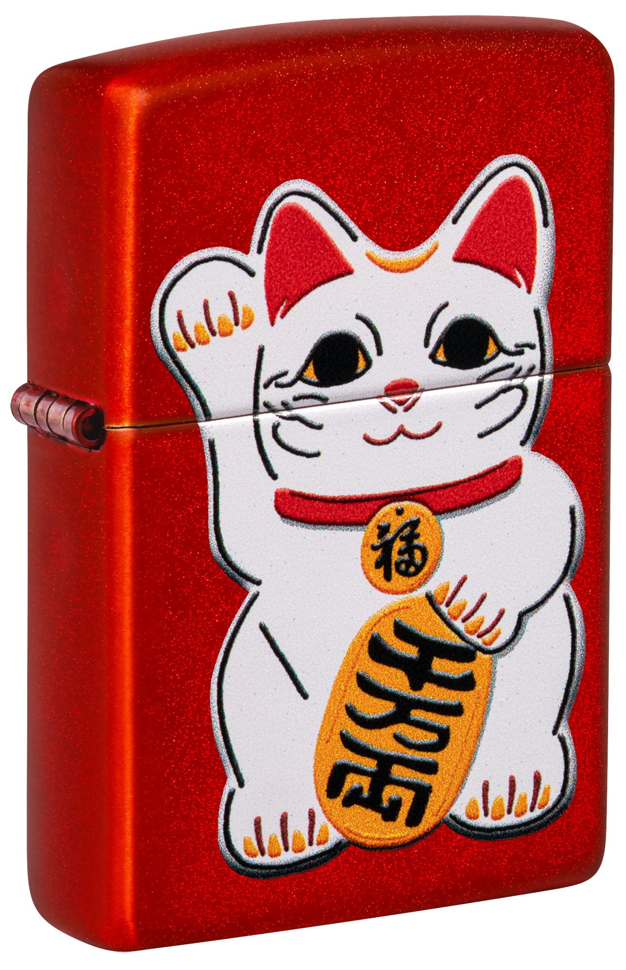 Zippo Lighter: Lucky Cat - Metallic Red 46054