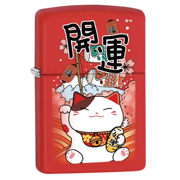 Zippo Lighter: Lucky Cat - Red Matte 80722