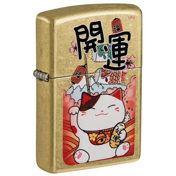 Zippo Lighter: Lucky Cat - Street Brass 81754