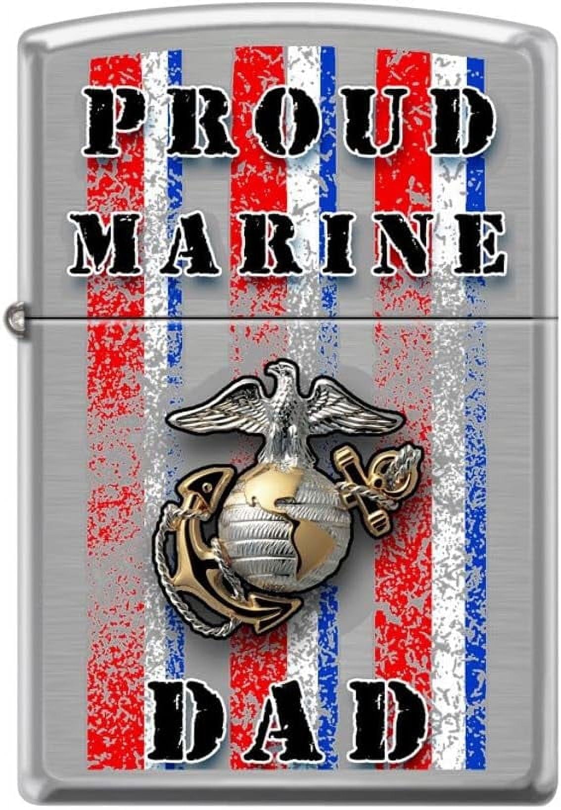 Zippo Lighter- Marine Corps USMC Proud Dad Brushed Chrome Lighter #Z5131