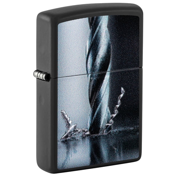 Zippo Lighter: Metal Drill, Raised Print - Black Matte 46115