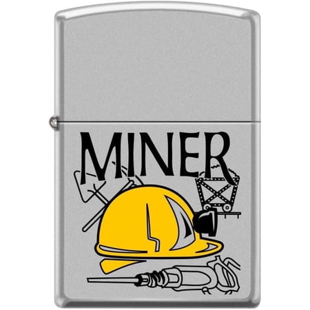 Zippo Lighter- Miner Coal Profession Satin Chrome Windproof Lighter #Z5202