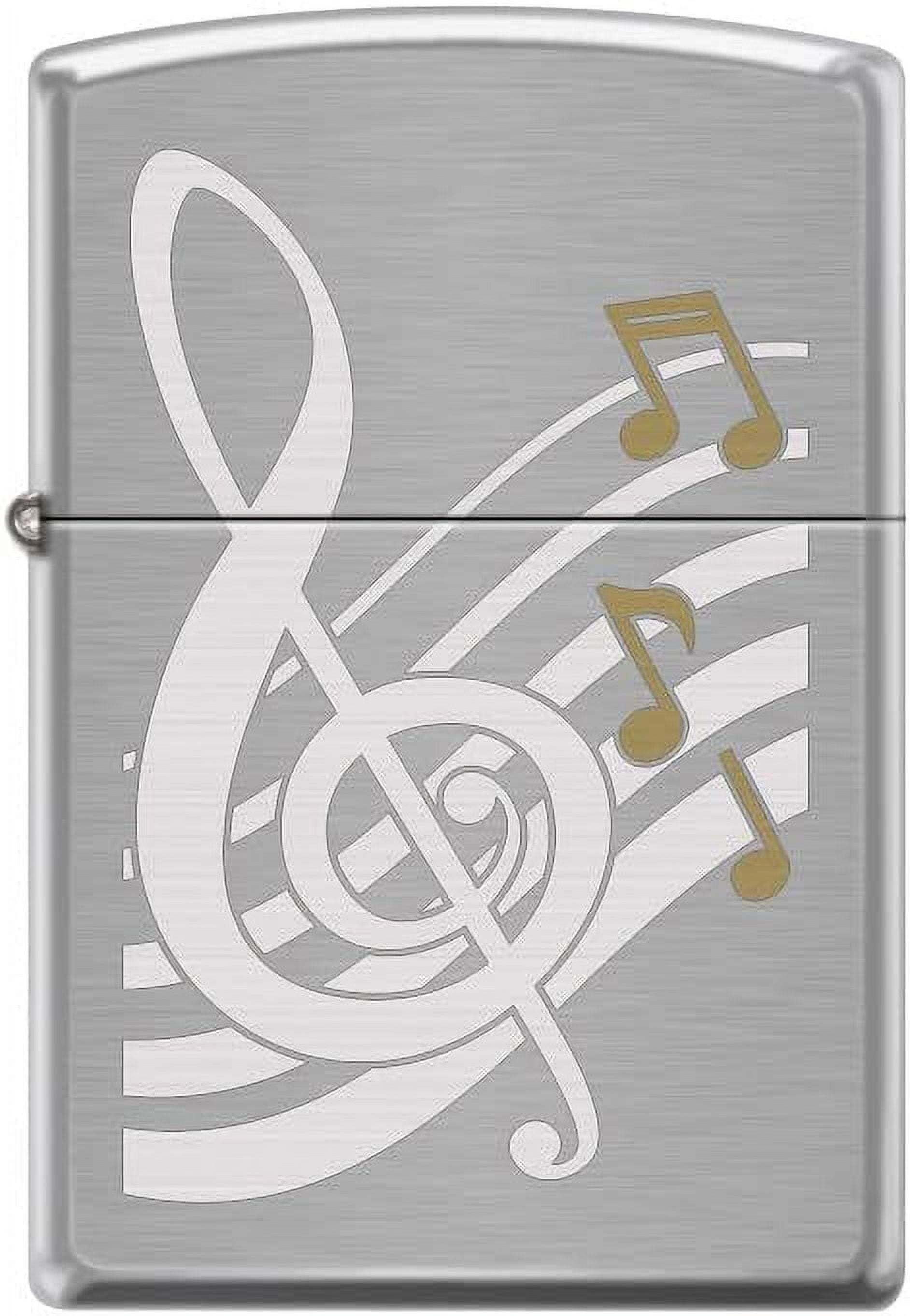 Zippo Lighter-Music Notes Brushed Chrome Windproof Lighter #Z5421