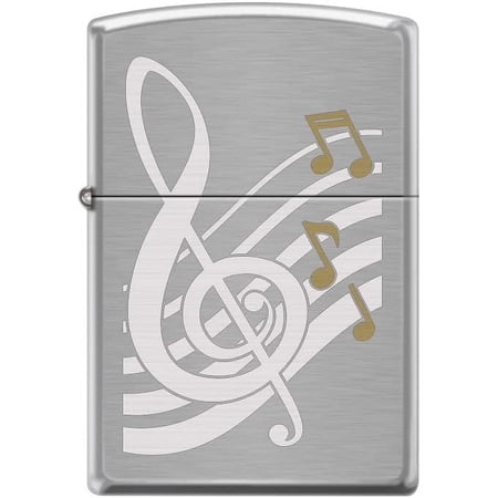 Zippo Lighter-Music Notes Brushed Chrome Windproof Lighter #Z5421