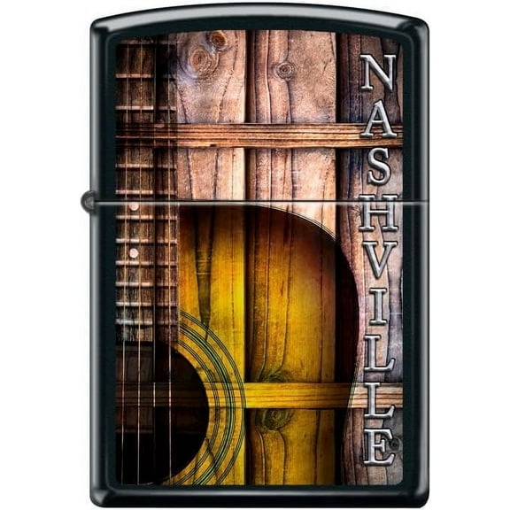 Zippo Lighter-Nashville Wood Guitar Black Matte Windproof Lighter #Z5411