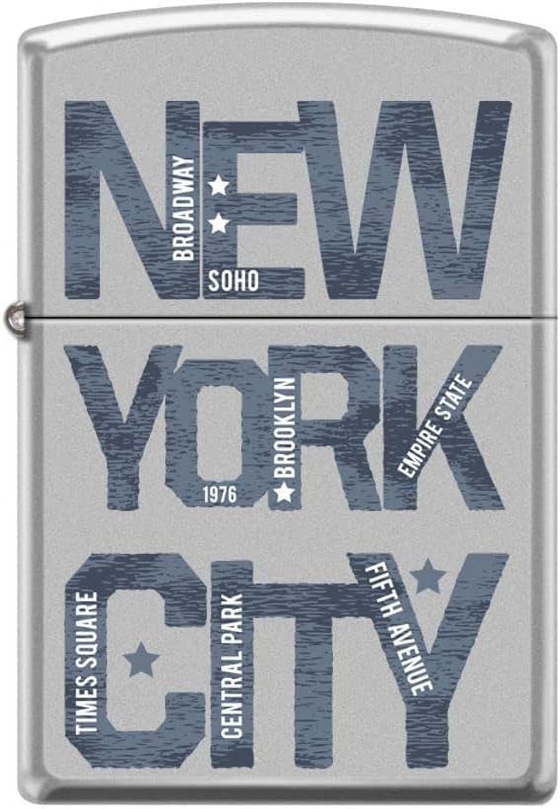 Zippo Lighter- New York Vintage Typography Satin Chrome Windproof Lighter #Z5085
