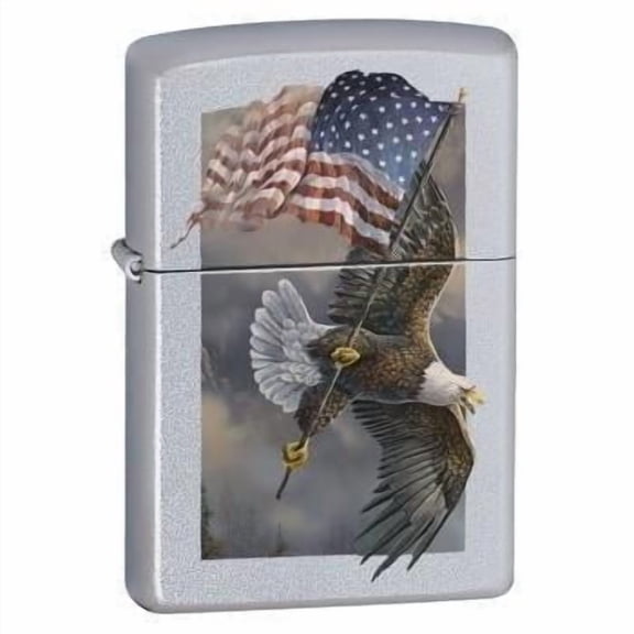 Zippo Lighter - Old Glory at Half Dome V2 Satin Chrome