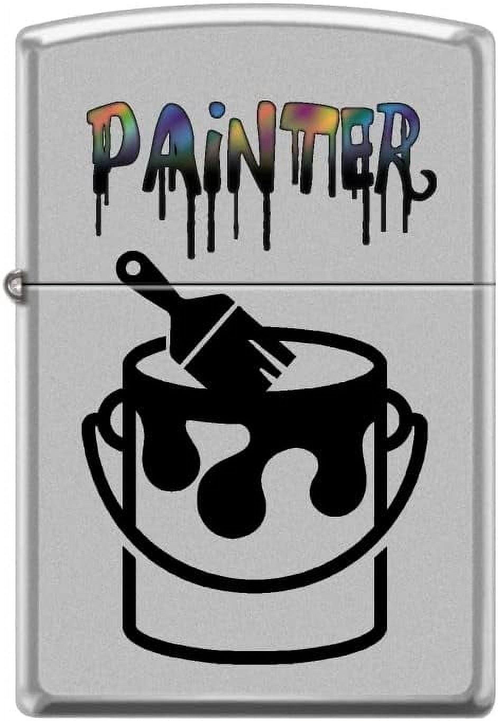 Zippo Lighter-Painter Design Satin Chrome Windproof Lighter #Z5402