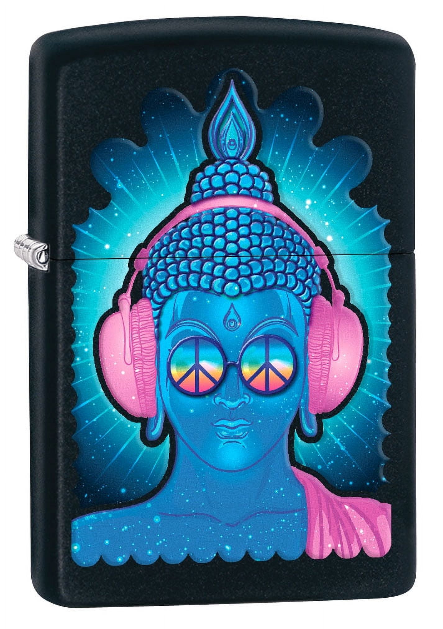 Zippo Lighter: Peace Buddha with Headphones - Black Matte 80202