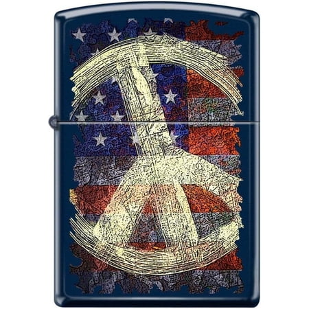 Zippo Lighter- Peace Symbols American Flag Navy Matte Windproof Lighter #Z5173