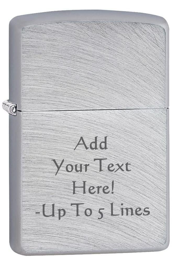 Zippo Lighter - Personalized Chrome Windproof Lighter Custom Message Engrave (Brushed Chrome Arch) #24647