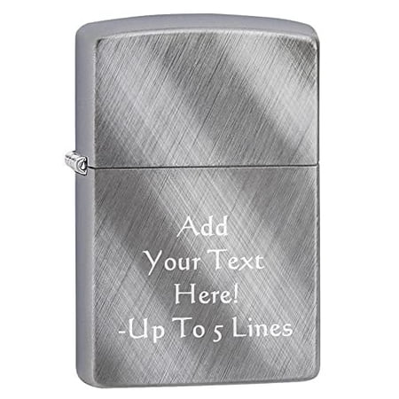 Zippo Lighter - Personalized Chrome Windproof Lighter Custom Message Engrave (Brushed Chrome Diagonal Weave) #28182