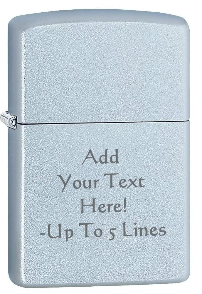 Zippo Lighter - Personalized Chrome Windproof Lighter Custom Message Engrave (Satin Chrome) #205
