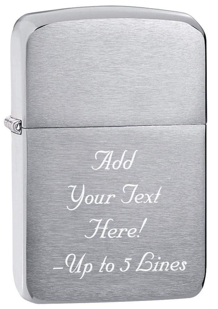 Zippo Lighter - Personalized Custom Message Engrave Brushed Chrome 1941 Replica Style Windproof Zippo Lighter #1941
