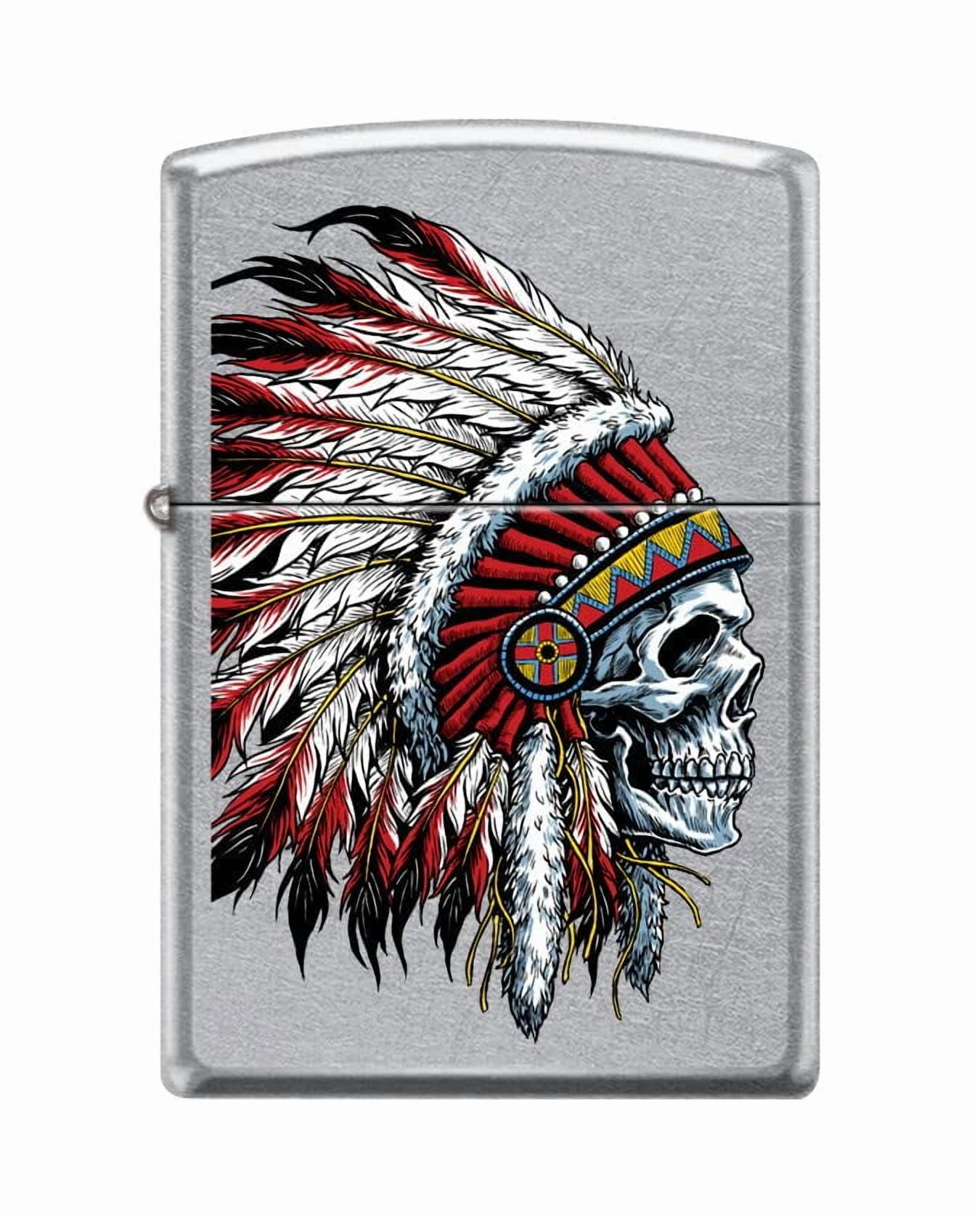 Zippo Lighter - Personalized Custom Message Engrave Chief Skull Design Z5400
