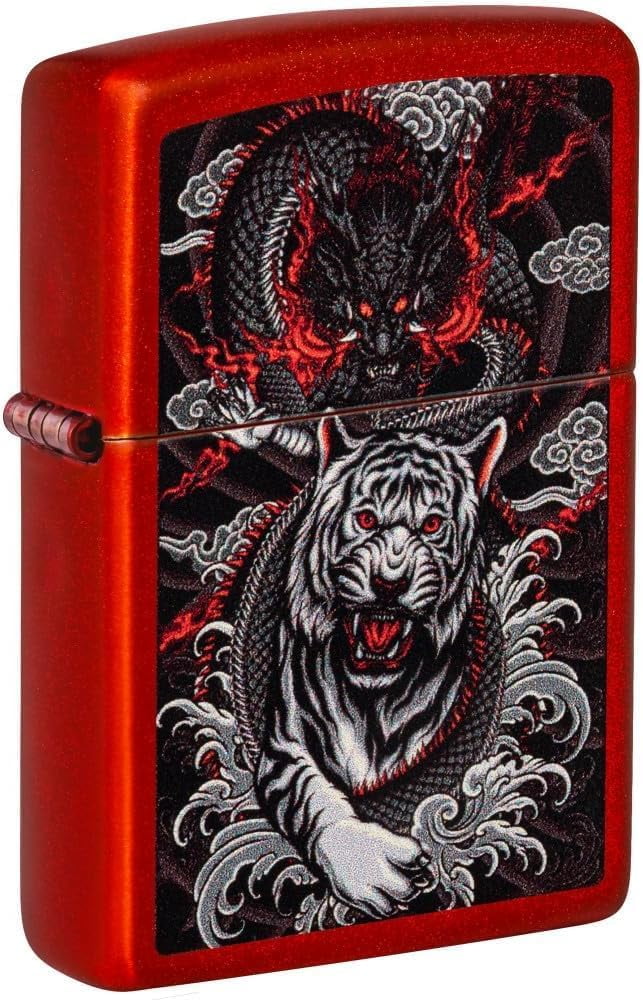 Zippo Lighter - Personalized Custom Message Engrave Dragon Tiger Design 48933