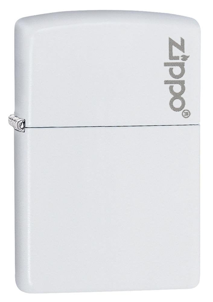Zippo Lighter - Personalized Custom Message Engrave for Classic with Logo White Matte Windproof Zippo Lighter #214ZL