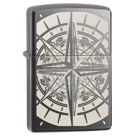 Zippo Lighter - Personalized Custom Message Engrave on Back for Compass Design Windproof Zippo Lighter (Black Ice #29232)