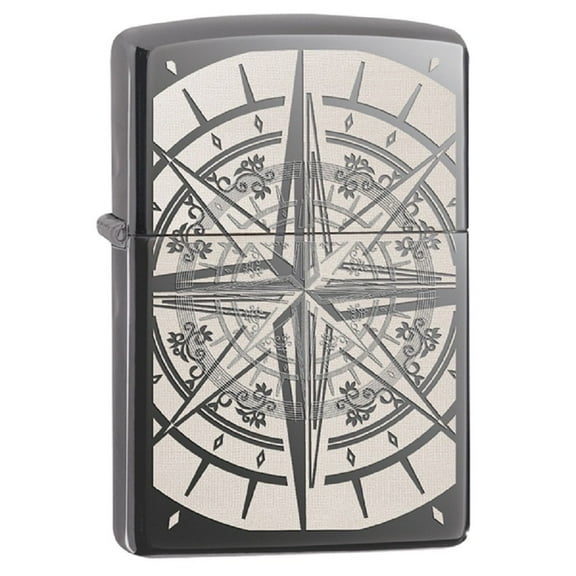 Zippo Lighter - Personalized Custom Message Engrave on Back for Compass Design Windproof Zippo Lighter (Black Ice #29232)