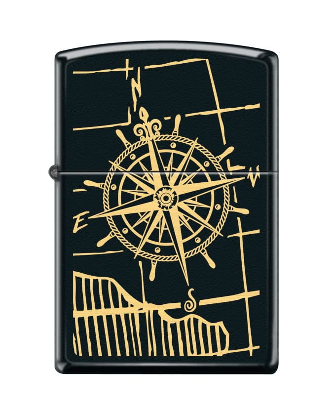 Zippo Lighter - Personalized Custom Message Engrave on Back for Compass Design Windproof Zippo Lighter (Compass #Z5449)