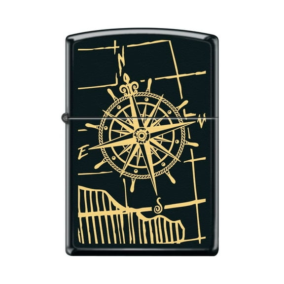 Zippo Lighter - Personalized Custom Message Engrave on Back for Compass Design Windproof Zippo Lighter (Compass #Z5449)