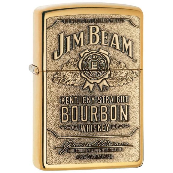 Zippo Lighter - Personalized Custom Message Engrave on Back for Jim Beam Windproof Zippo Lighter (Kentucky Bourbon 254BJB)
