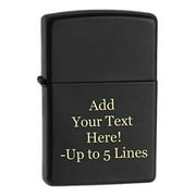 Zippo Lighter - Personalized Custom Message Engrave on Black Matte Zippo Windproof Lighter #218