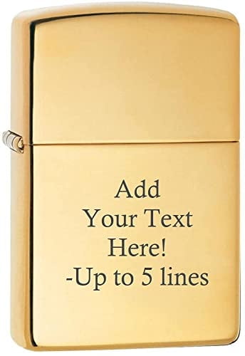 Zippo Lighter - Personalized Custom Message Engrave on Brass Zippo Lighter (High Polish) 254B