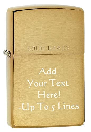 Zippo Lighter - Personalized Custom Message Engrave on Brass Zippo Lighter (Solid Brush 204)