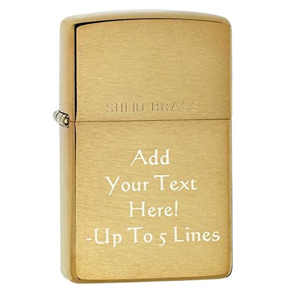 Zippo Lighter - Personalized Custom Message Engrave on Brass Zippo Lighter (Solid Brush 204)
