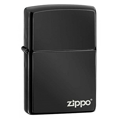 Zippo Lighter - Personalized Custom Message Engrave on Classic with Zippo Logo Windproof Lighter (Ebony 24756ZL)
