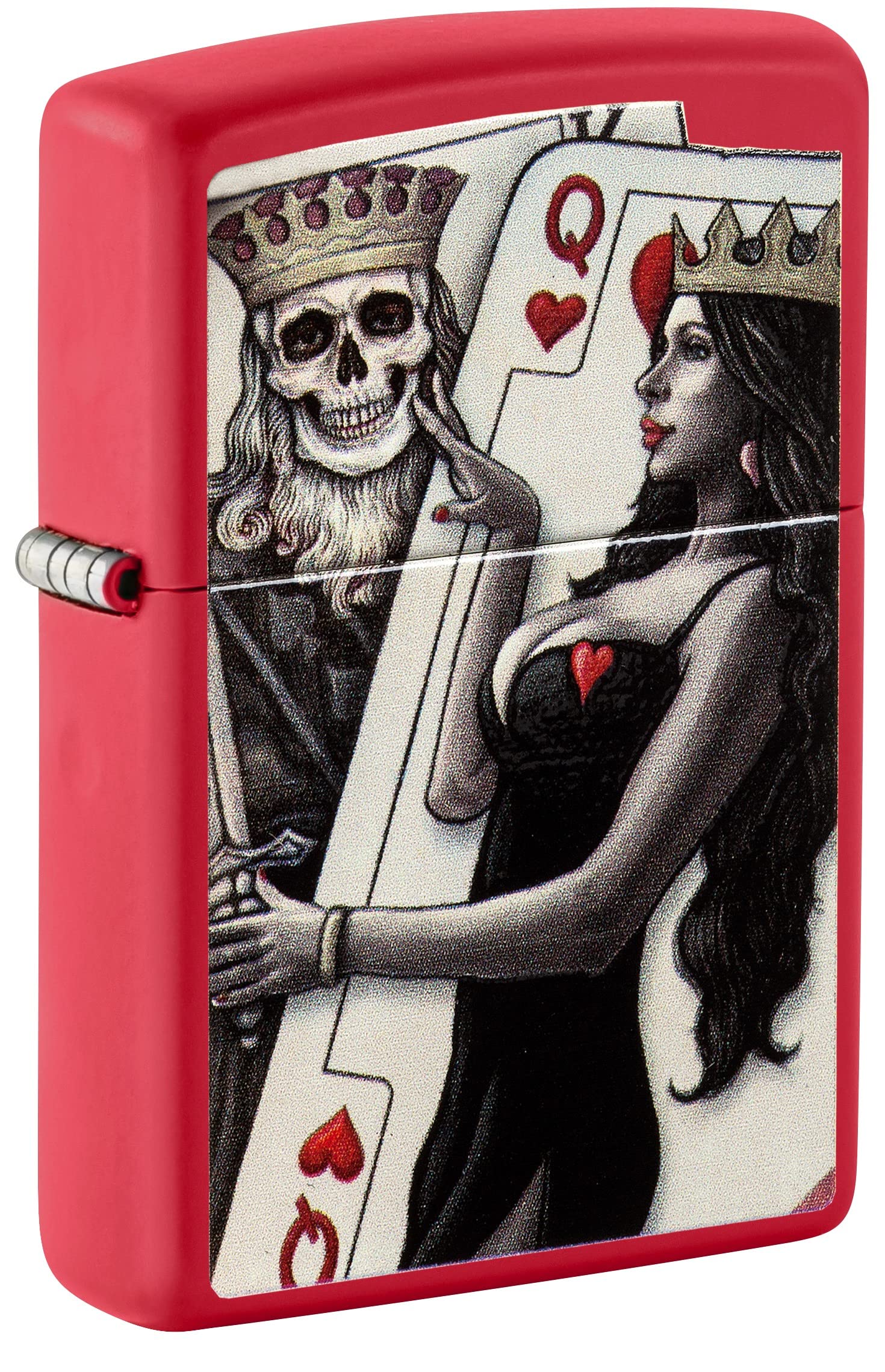 Zippo Lighter- Personalized Custom Message Engraved on Back Ace of Spades Card Game Casino Zippo Windproof Lighter (Skull King Queen #48624)