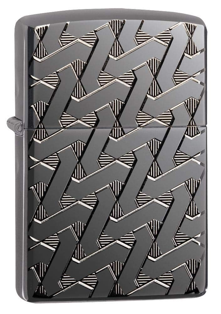 Zippo Lighter - Personalized Custom Message Engraved on Back Armor &nbsp;Geometric Weave Design Windproof Zippo Lighter #49173