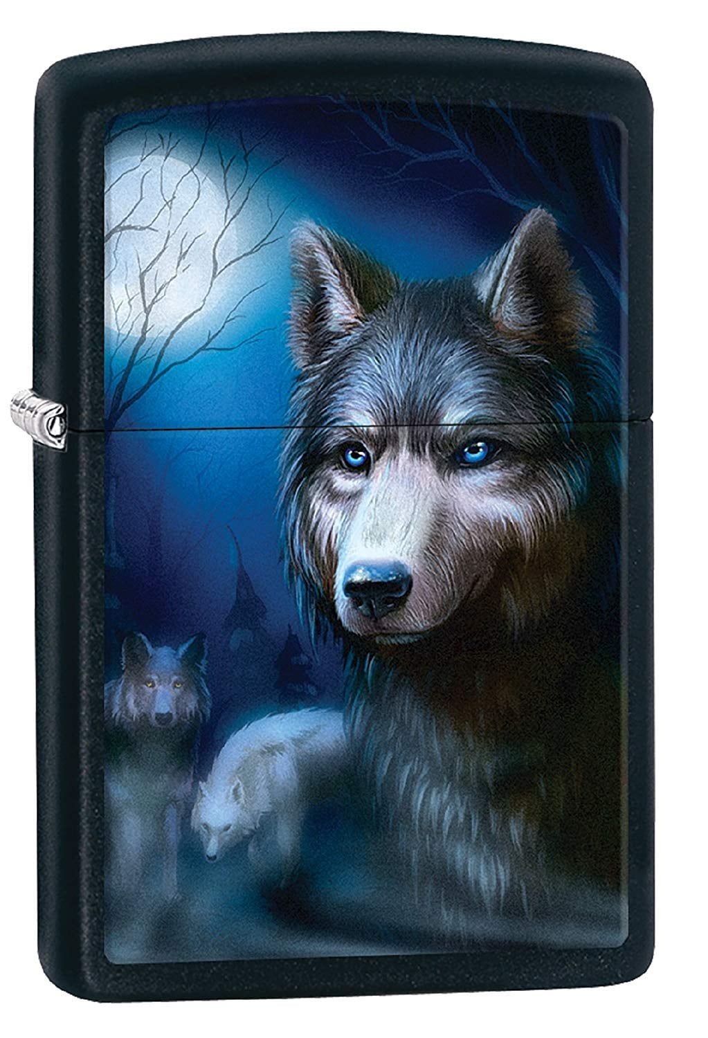Zippo Lighter - Personalized Custom Message Engraved on Back Wolf Wolves Zippo Lighter (Black Matte Z432)