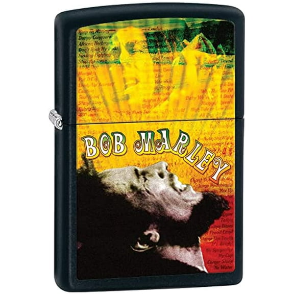 Zippo Lighter - Personalized Custom Message Engraved on Back for Bob Marley Windproof Zippo Lighter (Black Matte 28257)