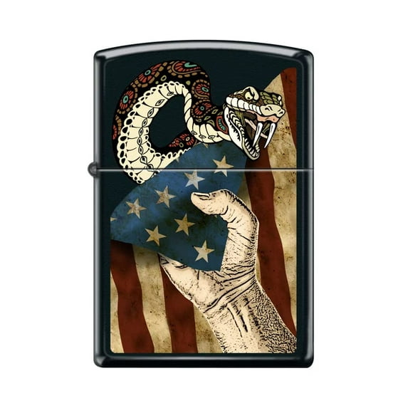 Zippo Lighter - Personalized Custom Message Engraved on Back for Don't Tread On Me with Snake Lighter (American Grunge Flag Z5452)