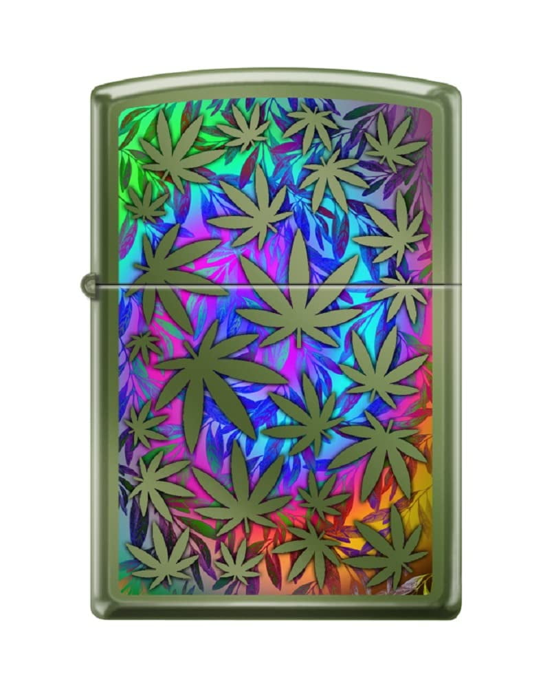 Zippo Lighter - Personalized Custom Message Engraved on Back for Leaf Designs Windproof Zippo Lighter (Leaf Chameleon #Z6030)