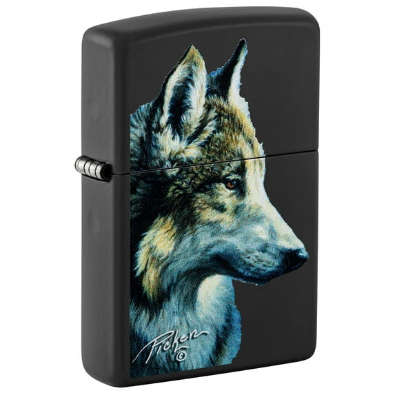 Zippo Lighter - Personalized Custom Message Engraved on Backside Animal Design Windproof Lighter (Linda Pickens Wolf 48598)