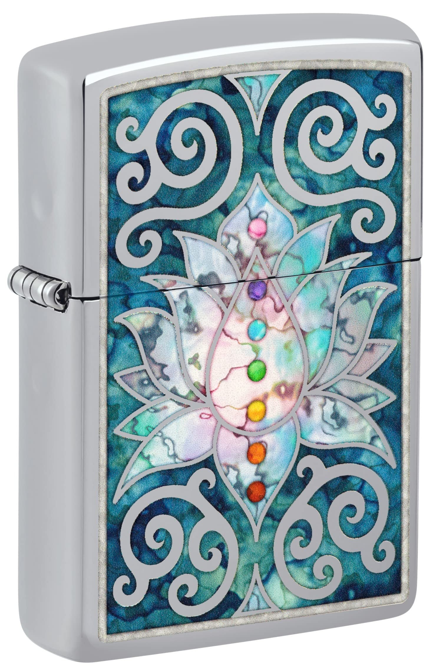 Zippo Lighter - Personalized Custom Message Engraved on Backside Blossoms Flower Power Design Windproof Lighter (Lotus Flower #48592)