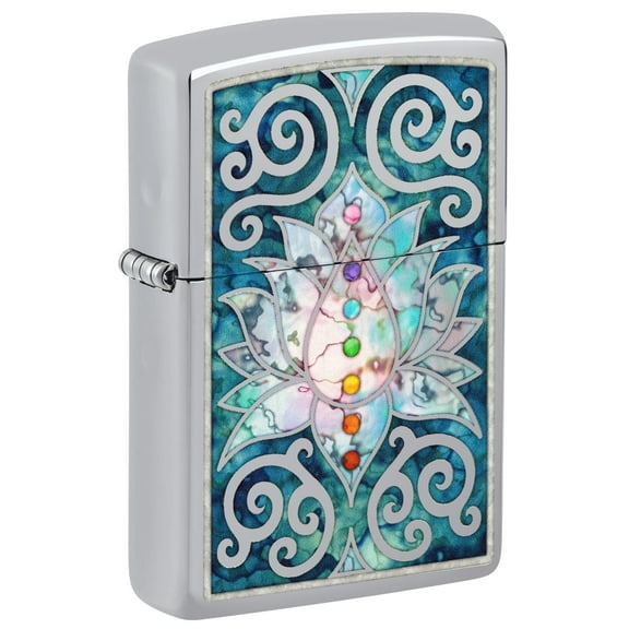 Zippo Lighter - Personalized Custom Message Engraved on Backside Blossoms Flower Power Design Windproof Lighter (Lotus Flower #48592)