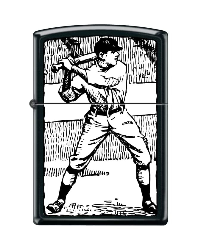 Zippo Lighter-Personalized Custom Message Engraved on Backside Bw Baseball Player Black Matte Windproof Lighter #Z5433
