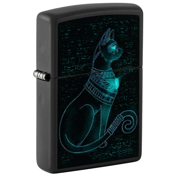 Zippo Lighter-Personalized Custom Message Engraved on Backside Cool Cat Bow Kitten Puddy Windproof Lighter (Black Light Spiritual Cat 48582)