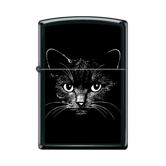 Zippo Lighter-Personalized Custom Message Engraved on Backside Cool Cat Bow Kitten Puddy Windproof Lighter (Cat Sketch #Z5465)